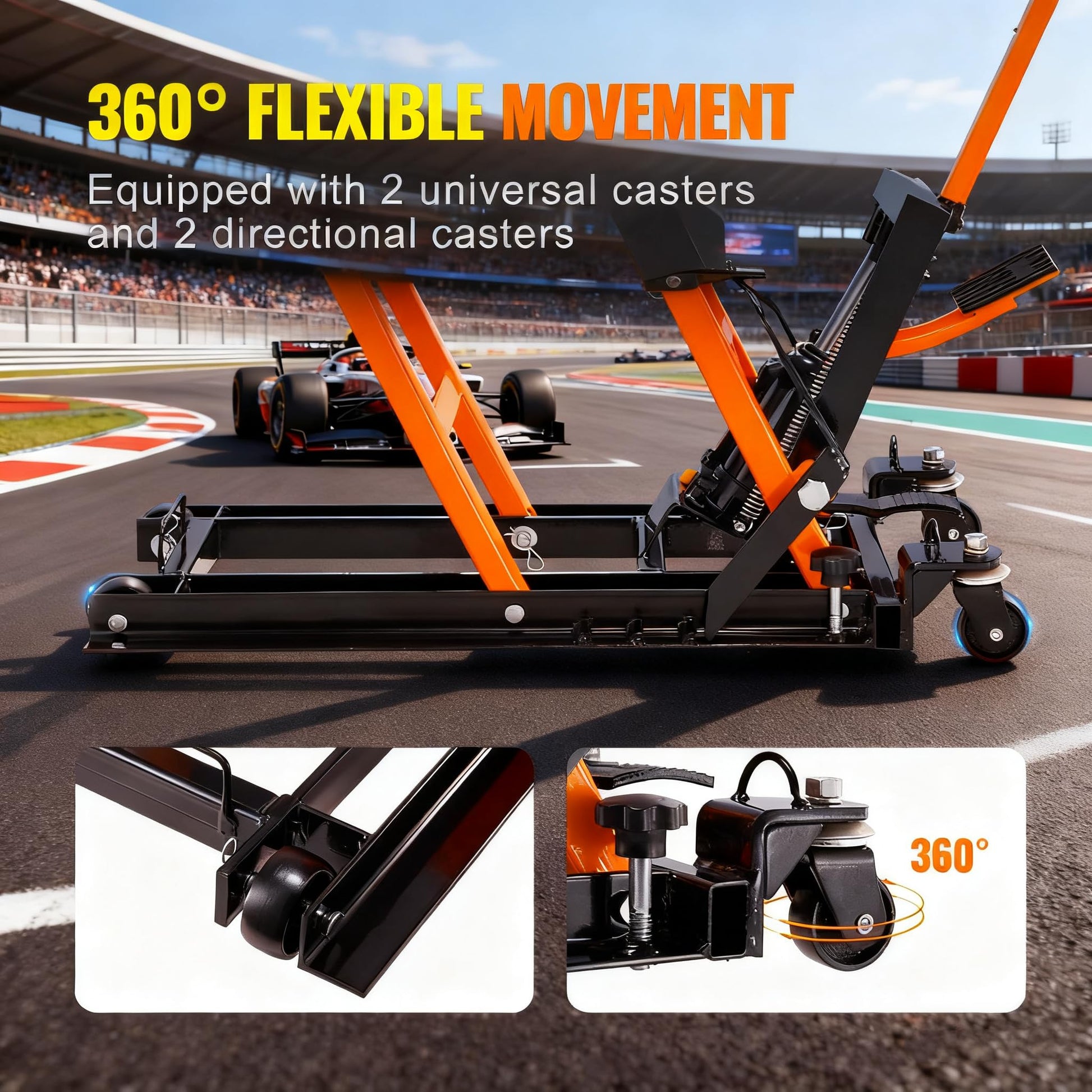 Garvee Hydraulic Motorcycle Lift Jack, 1500 Lbs Capacity Scissor Lift Jack with 4 Wheels and Handle, Portable Foot-Operated Hoist Stand Motorcycle Lift Table for ATV, Motorcycle, UTV, Powersports