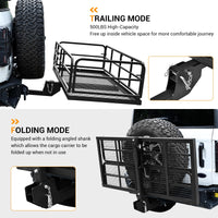 Garvee Hitch-Mounted Cargo Basket, 750 Lbs Capacity Vehicle Cargo Carrier Fit 2" Receiver with High Side Rails Fits 2" Receiver Stabilizer for Suv, Rv, Truck, Trailer, Pickup
