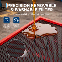 Garvee 15 Gallon Oil Drain Pan, 57L Low Profile Tank with 8FT Hose, Pump, Swivel Casters, Foldable Handle, for Car, SUV, Truck Oil Change, Red