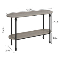 Garvee Console Table, 43.3" Entryway Table with Storage, 2 Tier Sofa Table with Metal Frame and MDF, Behind Couch Table for Living Room, Hallway, Entryway-Grey