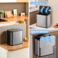 Garvee 1.3Gallon/5L Stainless Steel Hanging Trash Can with Inner Bucket And Charcoal Filter for Counter Top & Under Sink Bathroom Bedroom Cupboard