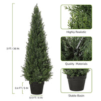 Garvee Artificial Cedar Topiary Trees for Home Decor 3ft(2pcs) Fake Cypress Trees Potted Faux Evergreen Plants for Outdoor Indoor Front Porch Garden Set of 2