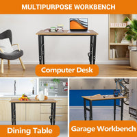 Garvee 60" x 20" Adjustable Workbench with Power Outlet - Heavy-Duty Work Bench with Foot Pads, 2500 lbs Load Capacity for Garage and Workshop