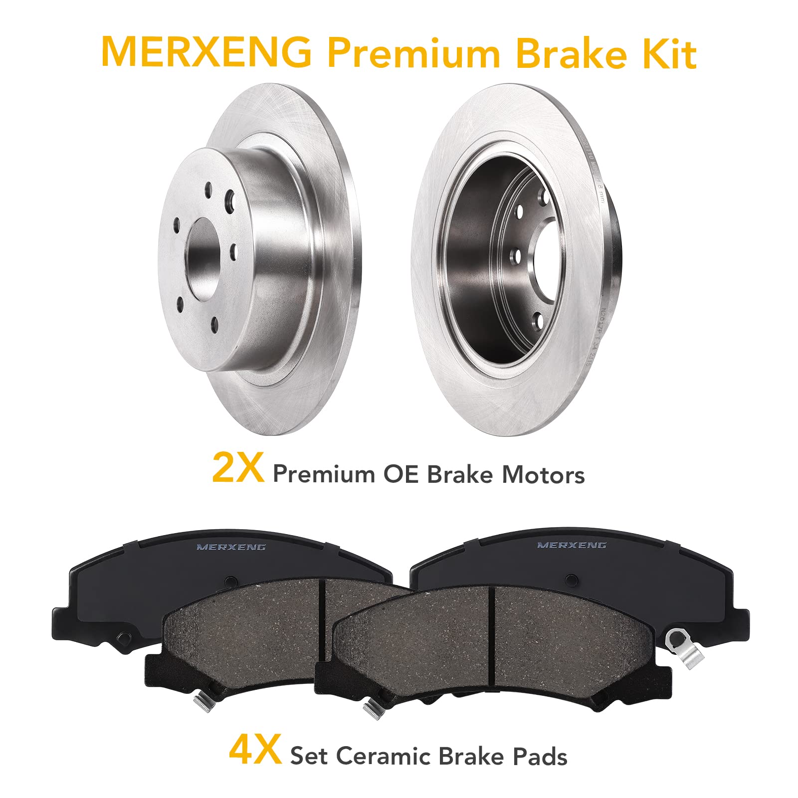 Garvee Enhanced Durability Rear Brake Kit for 2007-2017 off-road vehicle Wrangler & 2018 Wrangler JK - Drilled & Slotted Rotors - Carbon Ceramic Pads - OE Replacement - Complete Rear Replacement
