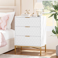 Garvee White 3 Drawer Dresser for Bedroom, Simply Modern Chest of Drawers for Closet with Wide Top, Wooden Dresser with Deep Drawers, Nightstand for Living Room, Hallway, Kids Room