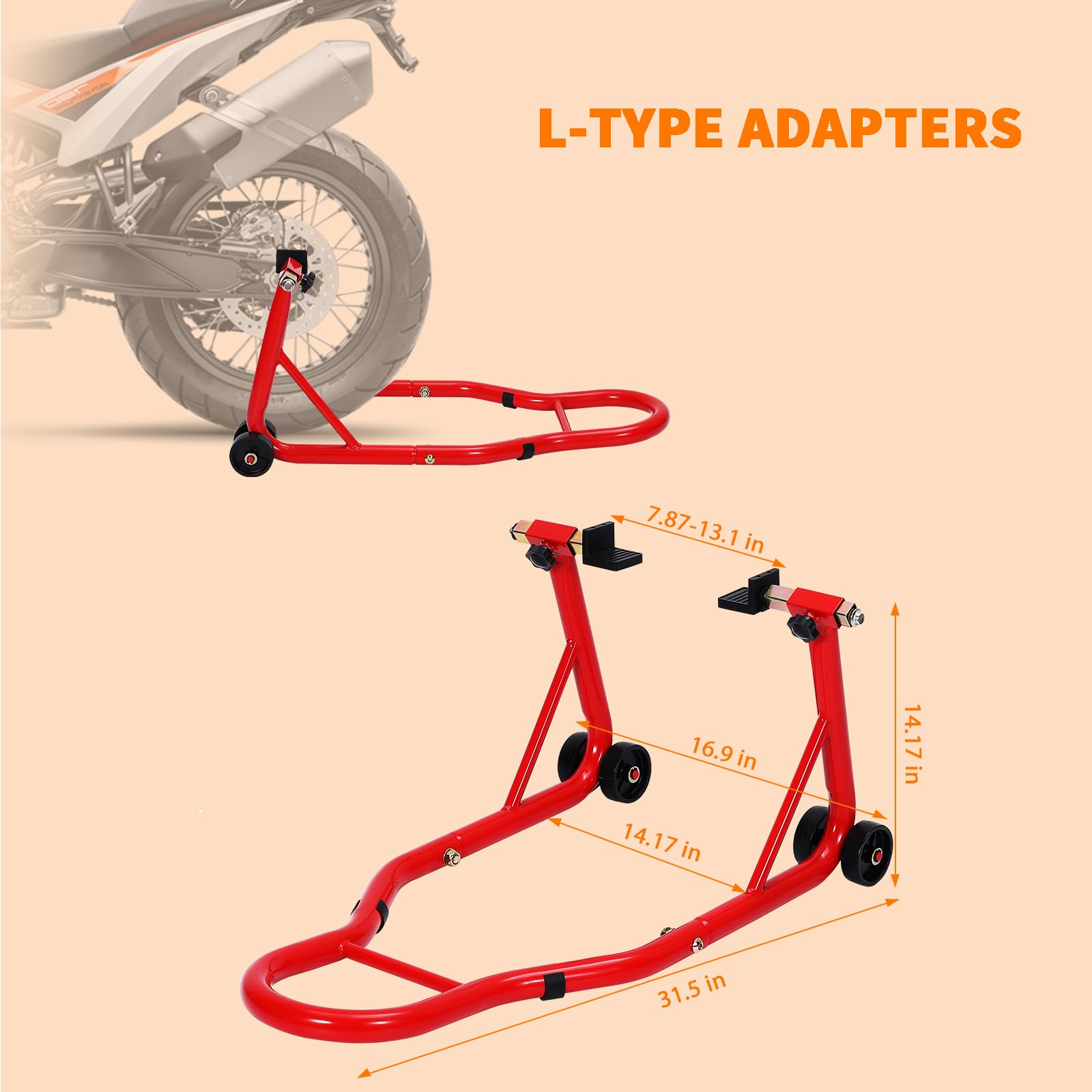 Garvee Heavy Duty Motorcycle Stand Lift 900 lbs Capacity Adjustable Steel Frame Front & Rear Combo Universal Fit for Repairs Maintenance Storage