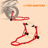 Garvee Heavy Duty Motorcycle Stand Lift 900 lbs Capacity Adjustable Steel Frame Front & Rear Combo Universal Fit for Repairs Maintenance Storage