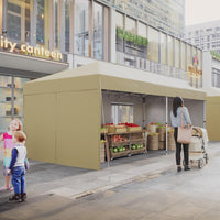 Garvee 10' X 20' Pop-Up Canopy Tent with 210D Oxford Fabric - Portable Instant Commercial Canopy Includes 4 Sidewalls, 12 Stakes, and 6 Sandbags for Farmers Markets, Weddings, and Camping, Khaki