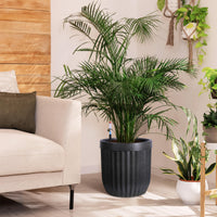 Garvee 14.5 Inch Tall Planters Set of 2 Flower Pots with a Water Level Monitor, Self Watering Insert and Hidden Wheels, Ideal for Living Room, Bedroom Office, Patio, Porch, Garden, Black