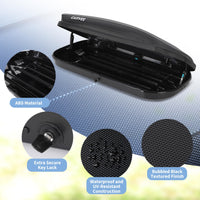 Garvee Rooftop Cargo Box Carrier, Dual-Side Opening Hard-Shell Roof Mount with 12 Cubic Feet Storage, 165 lbs Capacity, Secure Straps & Keys for Travel, Black