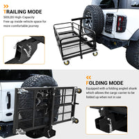 Garvee Hitch-Mounted Cargo Basket, 750 LBS Folding Carrier with Wheels & Handle, Fits 2" Receiver, Heavy Duty Luggage Storage for SUV, RV, Truck, Trailer