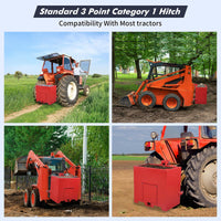 Garvee Ballast Box 3 Point Category 1 Tractor, 800lbs Capacity Tractor Ballast with 2" Hitch Receiver, Fits Category 1 Tractor Attachment, Black