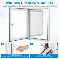 Garvee House Window 31x 40 x 4 Inch , 4 Gear Opening Position Adjustment Roof Window, 5 Mm Reinforced Glass Casement Window with Pull Down Magnetic Mesh, Sliding Window for House