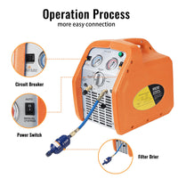 Garvee 120V Ac 60Hz 3/4 Horsepower Single Cylinder Portable Refrigerant Recovery Machine, Orange