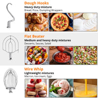 Garvee 10QT Commercial Food Mixer, Professional Large Stand Mixer With 3-Speed Adjustable, Heavy Duty Electric Dough Mixer for Restaurant Industrial Grade, Steel Bowl, Dough Hooks