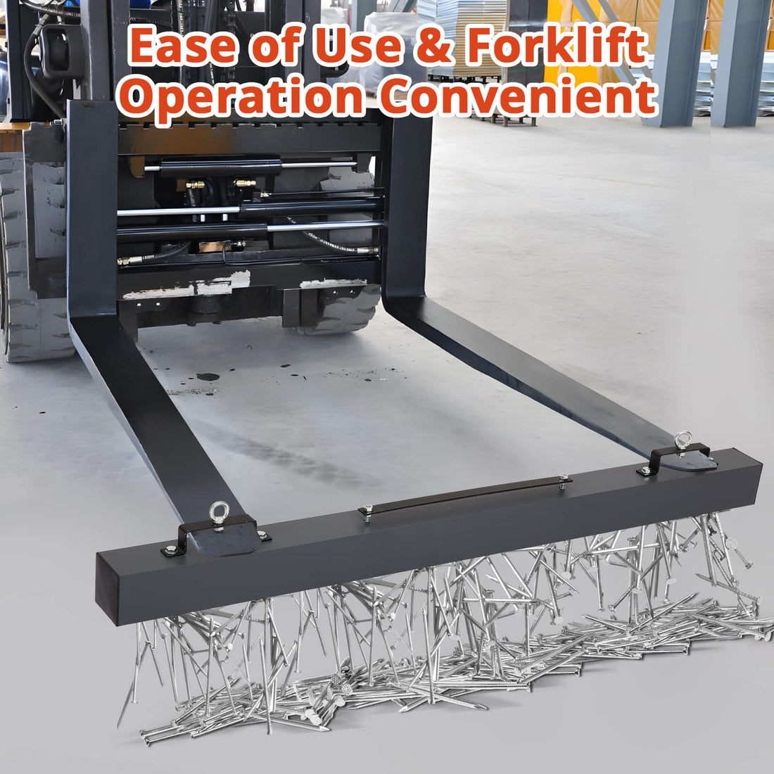 Garvee Hanging Magnetic Sweeper 48 Inches Heavy-Duty Magnet Sweeper, Nail Magnet Sweeping Tool with 120 LBS Lifting Capacity, Magnet Double Magnetic Force Sweeper Unit, Hanging Magnet for Forklift