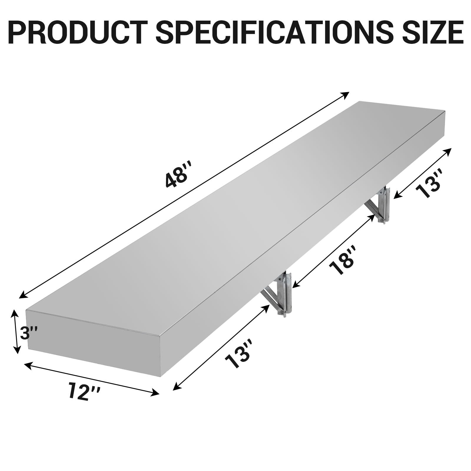 Garvee Concession Shelf 48 * 12 * 3inch - Stainless Steel Drop Down Folding Serving Food Shelf, Stand Serving for Concession Trailer Serving Window, for Food Truck, Grill Area, Restaurant, Garage