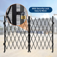 Garvee 10FT Industrial Metal Expandable Barricade，Retractable Traffic Fence with Casters, Portable Barricade Gate for Construction Area, Traffic Control, Cordon