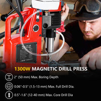 Garvee Magnetic Drill Press - 1300W 810RPM Portable Mag Drill, Magnetic Core Drilling Machine for Metal Working, Industrial Home Improvement