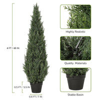 Garvee Artificial Cedar Topiary Trees for Home Decor, 4ft Fake Cypress Trees Potted Faux Evergreen Plants for Outdoor Indoor Front Porch Garden Set of 2