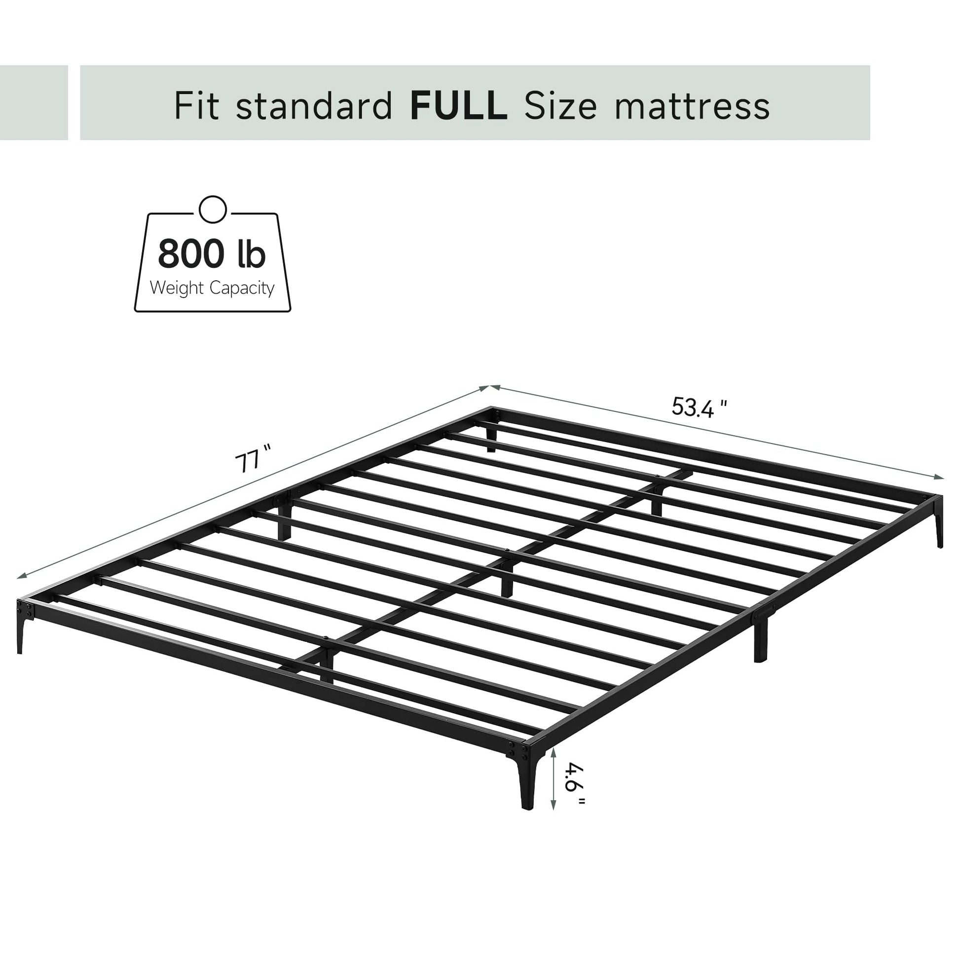 Garvee 6 Inch Low Full Bed Frame Heavy Duty Metal Mattress Foundation Platform Sturdy Steel Slat No Box Spring Needed, Easy Assembly, Noise Free