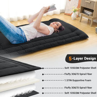 Garvee Futon Mattress Twin Size, Japanese Floor Mattress Foldable Sleeping Mattress, Roll Up Floor Bed Mattress for Easy Storage, Tatami Mat Japanese Floor Bed for Dorm Camping, Black