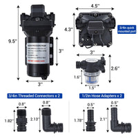 Garvee Water Pressure Booster Pump 110V AC 3.5GPM 55PSI On Demand Water Diaphragm Pump with 124Ft Head Lift, Self-Priming RV Fresh Water Pump with Pressure Switch for Home Marine Yacht Garden Hose