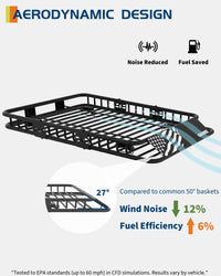 Garvee 51"x 36"x 5" Roof Rack Basket Rooftop Cargo Carrier with Extension Black Car Top Luggage Holder Universal for SUV Cars