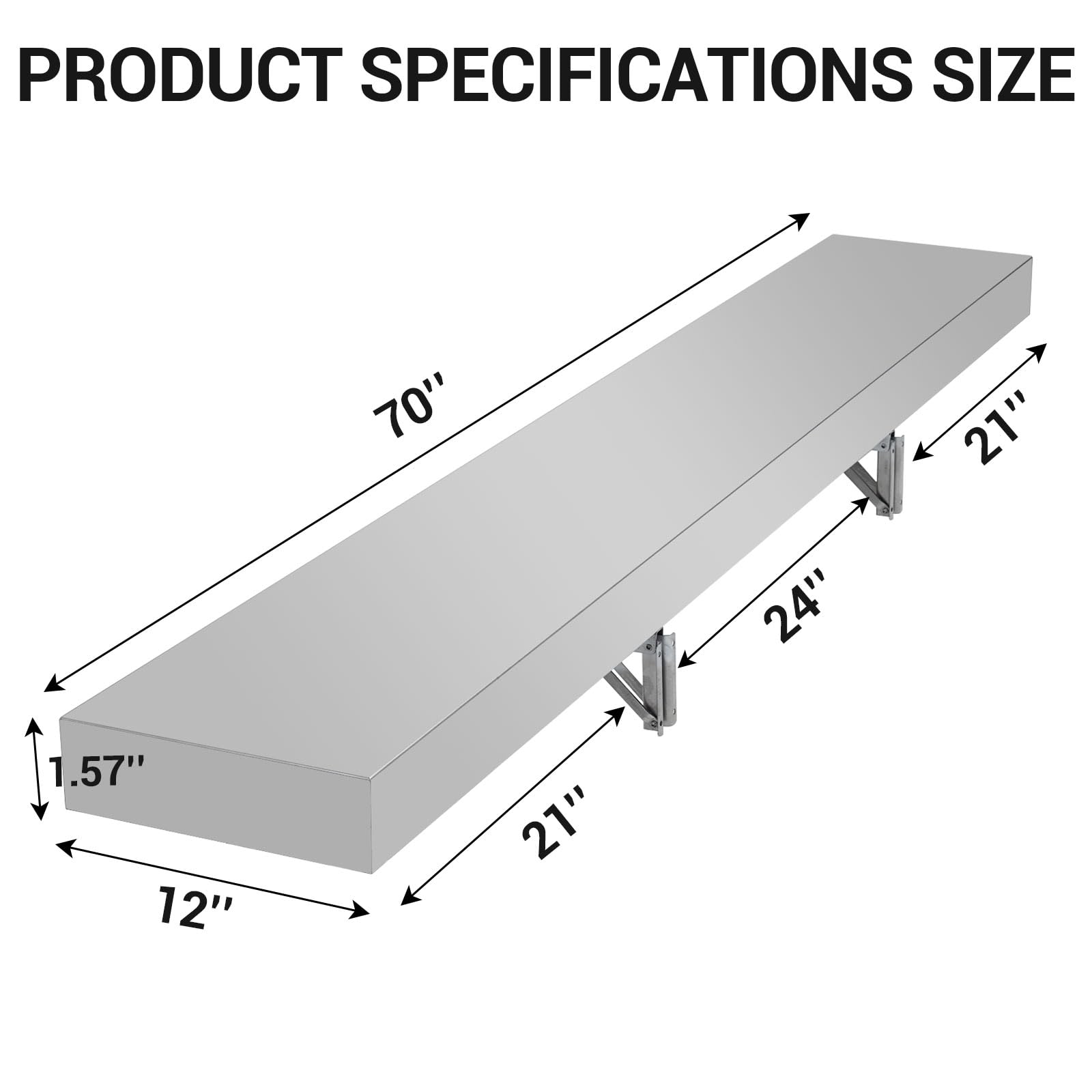 Garvee Concession Shelf 70 x 12x1.6inch - Stainless Steel Drop Down Folding Serving Food Shelf, Stand Serving for Concession Trailer Serving Window, for Food Truck, Grill Area, Restaurant, Garage