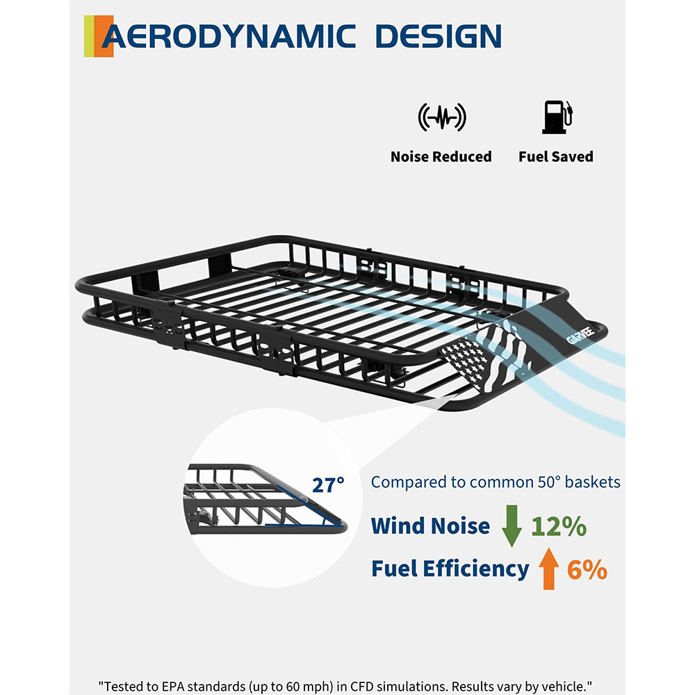 Garvee 46" x 36" Universal Roof Rack Carrier Basket, 200 LBS Capacity Rooftop Cargo Rack, Car Top Luggage Holder Basket Heavy Duty for SUVs, Trucks, Vehicles