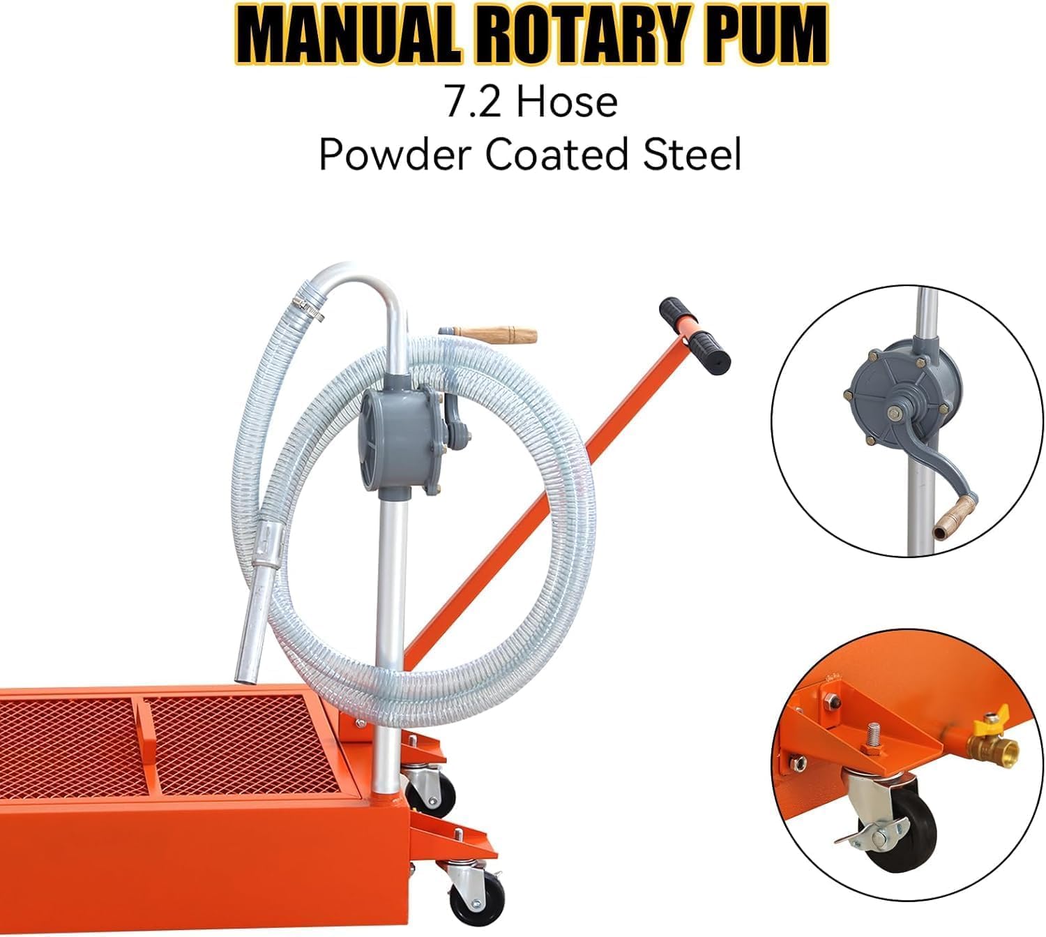 Garvee 25 Gallon Waste Oil Drain Tank Low Profile with Wheels Steel Durable Mesh Grille for Garage Workshop