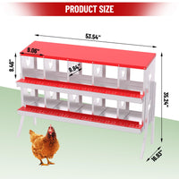 Garvee Nesting Boxes for Chickens, 10 Compartment Chicken Nesting Box with Elevated Metal Legs, Metal Chicken Laying Boxes with Perch, Secure Lid, Versatile Wall Mount or Free Standing for Hens, red