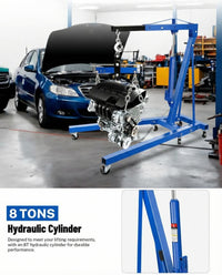 Garvee 2 Ton Engine Hoist Cherry Picker 4400 Lbs Capacity Foldable Steel Frame 6 Casters Hydraulic Portable for Trucks & Boats