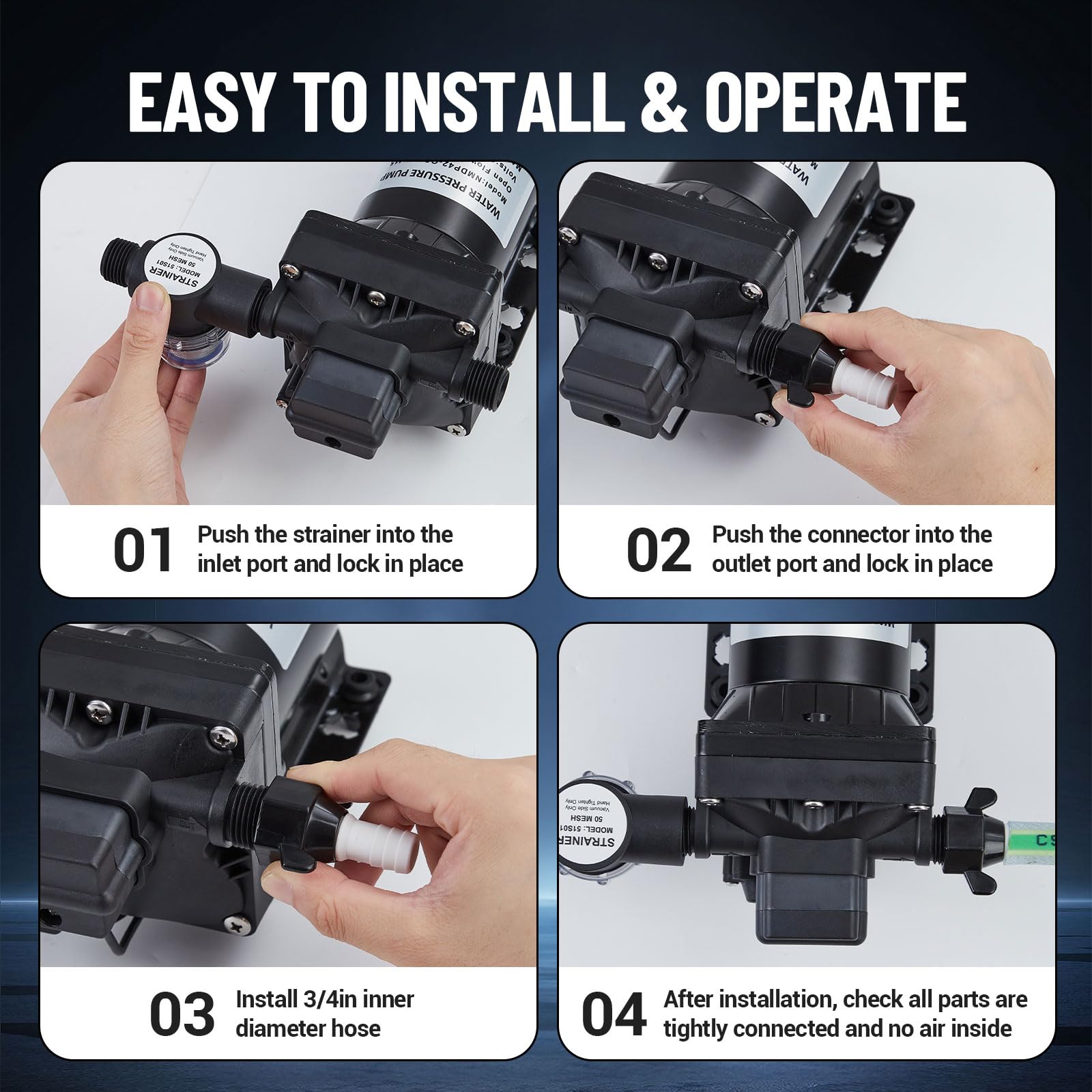 Garvee Water Pressure Booster Pump 115V AC 5.5GPM 70PSI On Demand Water Diaphragm Pump with 158Ft Head Lift, Self-Priming RV Fresh Water Pump with Pressure Switch for Home Marine Yacht Garden Hose