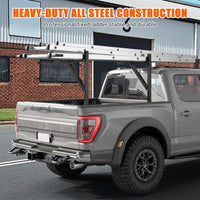 Garvee Truck Ladder Rack Extendable 19-34in Adjustable Height 44.5-49.5in Steel Heavy Duty Rust-Proof Powder Coated for Kayak Surfboard Lumber