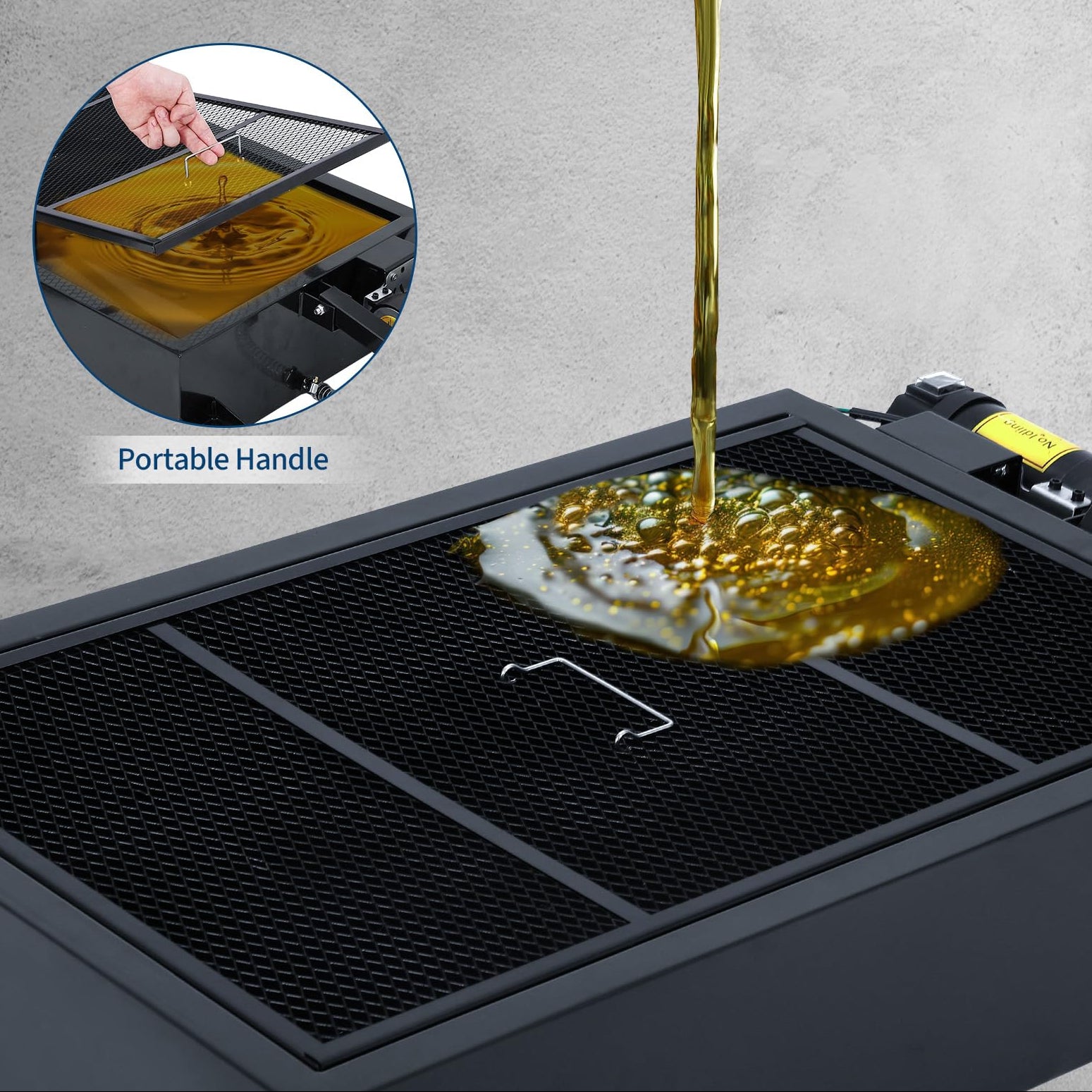 Garvee 20 Gallon Oil Drain Pan with 110V Electric Pump, 8FT Hose, Folding Handle, Carbon Steel, Wheels, for Cars, SUVs, Trucks, Buses, RVs