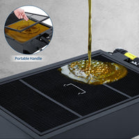 Garvee 20 Gallon Oil Drain Pan with 110V Electric Pump, 8FT Hose, Folding Handle, Carbon Steel, Wheels, for Cars, SUVs, Trucks, Buses, RVs