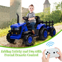 Garvee Ride - P Series: 12V Remote Control Tractor for Kids with 7-LED & Safety Belt - Blue