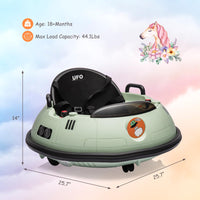 Garvee Ride B Series 12V Electric Ride on Bumper Car for Toddlers, Kids Bumper Car with Remote Control, LED Lights & 360 Degree Spin, Indoor and Outdoor for 18+ Months Kids - Green