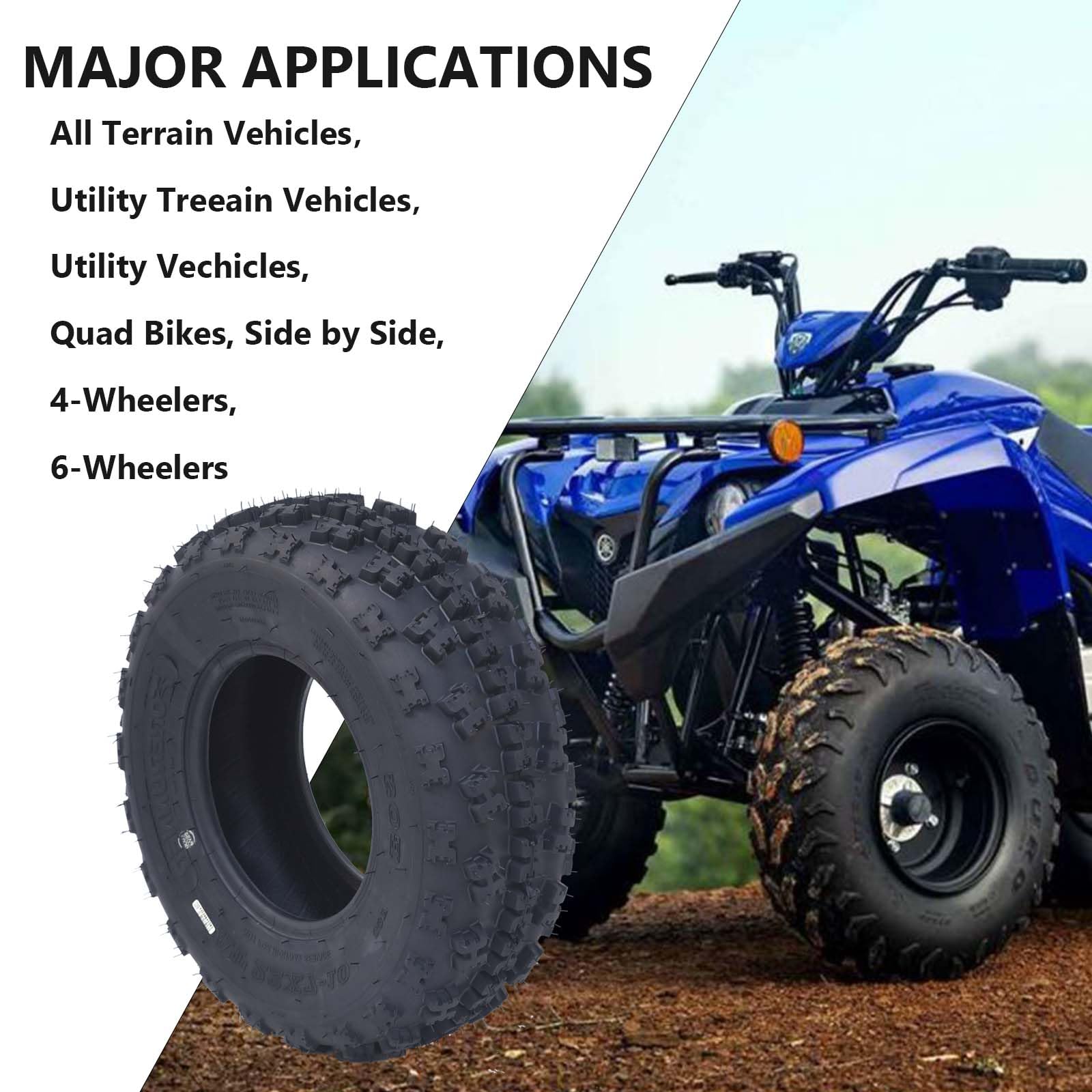 Garvee Set Of 4 ATV UTV All-Terrain Tires 22x7-10 Front 20x11-9 Rear 6-Ply Tubeless