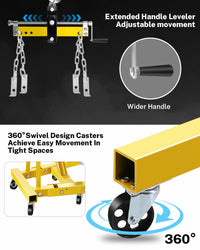 Garvee 2-Ton Hydraulic Engine Hoist Crane, 4400 lbs Folding Heavy-Duty Cherry Picker with Lever, 6 Locking Wheels, and 4 Boom Positions for Truck/SUV Engines, Garage, Workshop, and Industrial Lifting, Yellow