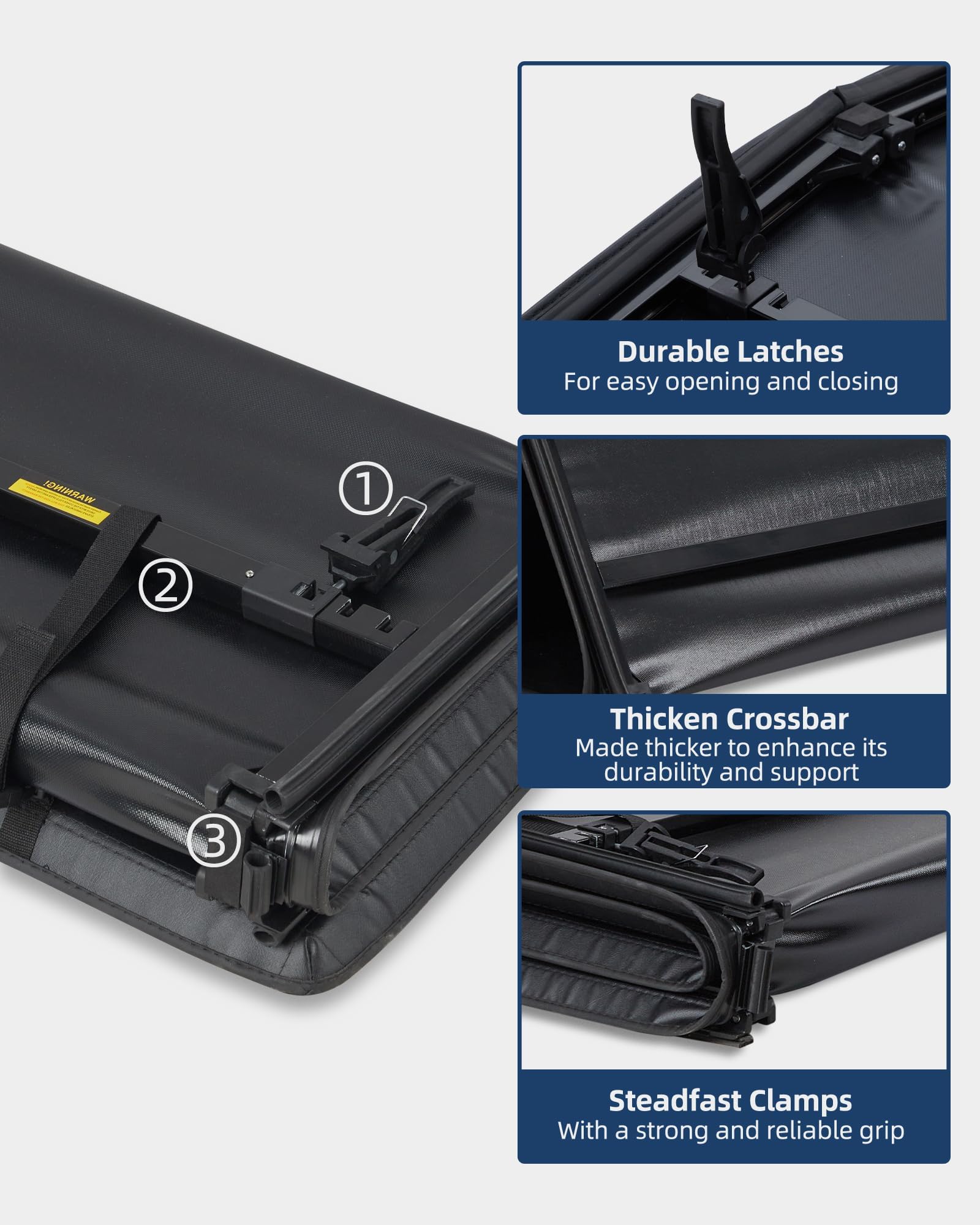 Garvee Soft Quad-Fold Tonneau Cover - Fits 2014-2018 Chevrolet Silverado/Sierra 1500 with 6.6 FT Bed, Folding Truck Bed Cover with Aluminum and PVC Construction, Black