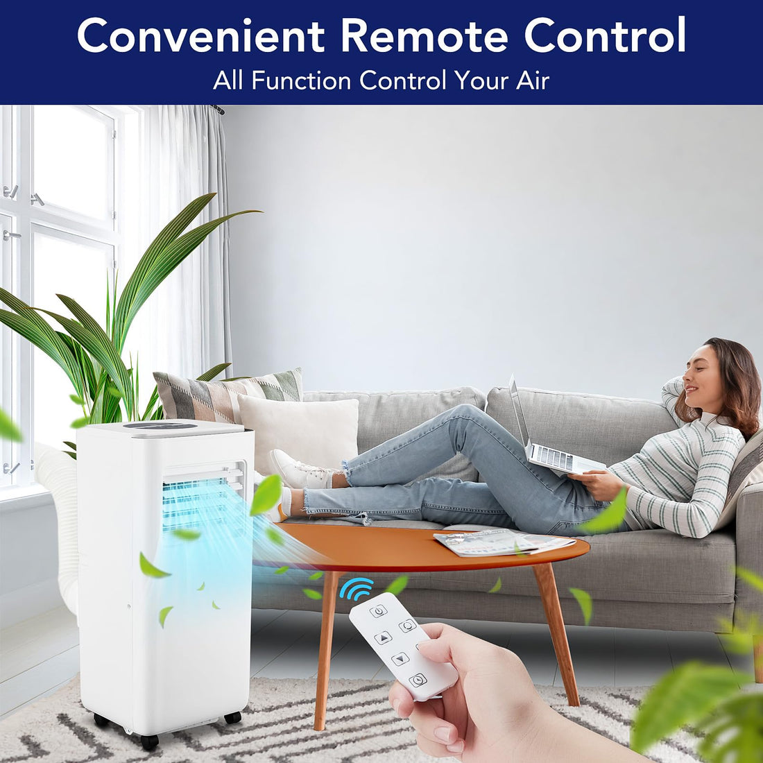 Garvee 10000 BTU Portable Air Conditioner, Indoor AC Unit with Remote Control, Built in Dehumidifier & Fan & Sleep Mode, 24H Timer, Portable AC for Room, Office