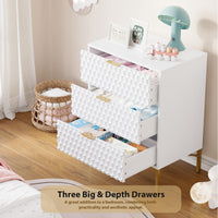 Garvee White 3 Drawer Dresser for Bedroom, Simply Modern Chest of Drawers for Closet with Wide Top, Wooden Dresser with Deep Drawers, Nightstand for Living Room, Hallway, Kids Room