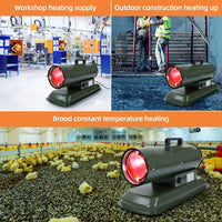 Garvee 80000 BTU Forced Air Diesel and Kerosene Heater, Thermostat Control, Portable for Outside, Jobsite, Garage, Construction, Green