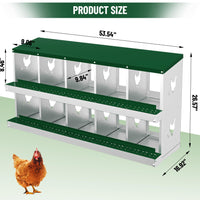 Garvee 10 Compartments Metal Chicken Nesting Boxes, Nesting Boxes, Chicken Laying Box with Roll Out Egg Collection with Vented Holes