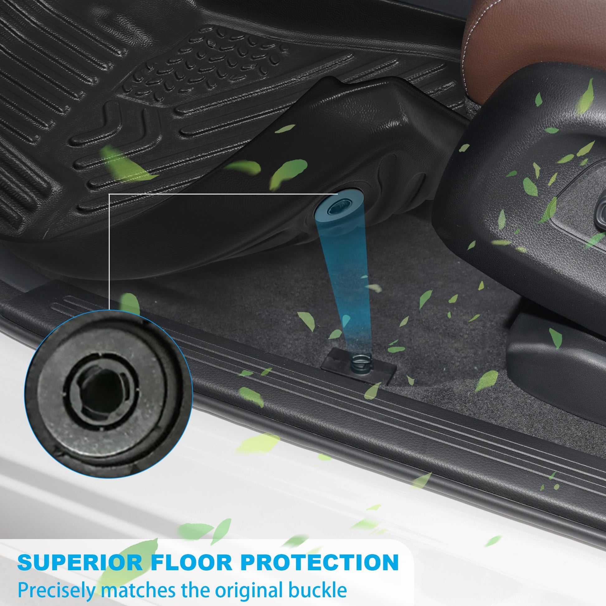 Garvee Floor Mats Compatible with Colorado Crew Cab 2023-2025 Accessories, All-Weather Protection Custom Fit Floor Liners, Odorless TPE 1st/2nd Row Floor Mat, Black