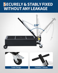 Garvee 20GAL Oil Drain Pan with 12V 180W Electric Pump, Metal Cart, 8FT Hose, Folding Handle, Wheels, for Cars SUVs Trucks Buses RVs, Black