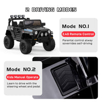 Garvee Ride - P Series: 12V Kids Ride On Truck Car w/Parent Remote Control, Spring Suspension, Led Lights,3 Speed Adjustable, Kids Gift for Boys and Girls - Black