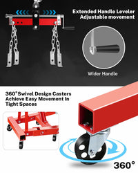 Garvee 2-Ton Hydraulic Engine Hoist Crane with 6-Wheel Stability, Folding Design, Military-Grade Steel, Locking Brakes, Adjustable Boom - Garage & Workshop, Red